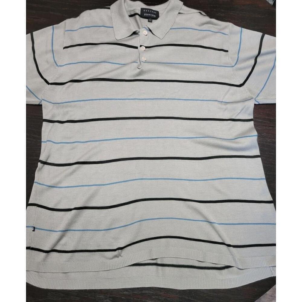 Vintage Barcode Men's Short Sleeve Striped Sweater Size Large